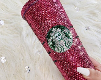 Roze aangepaste Swarovski-kristal Bling Bedazzle Starbucks-beker