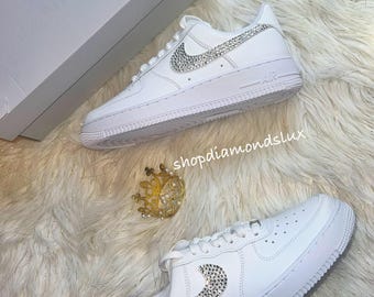 Bling Nike Air Force One Low Top | Women's Bling Diamond Custom Sneakers | Bedazzled With Swarovski Crystal Air Force Shoes | Custom Nikes