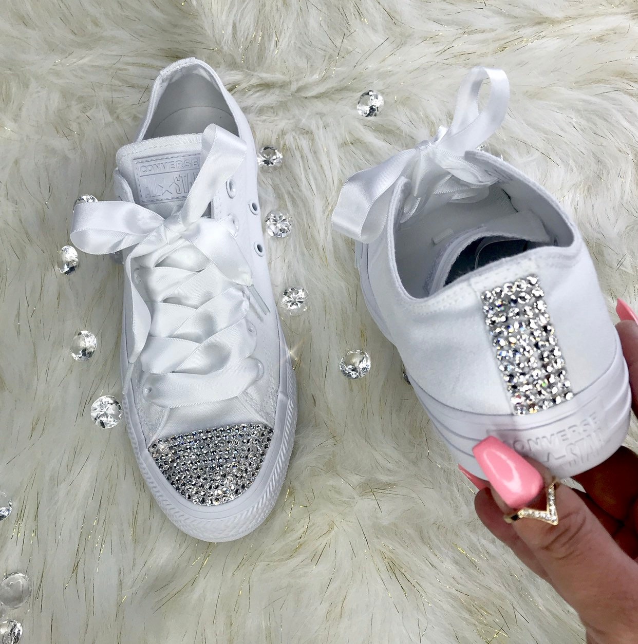 Converse with diamonds and ribbons outlet