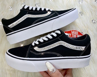 Men&#39;s Custom Swarovski Old Skool Platform Vans Encrusted With Swarovski Crystals