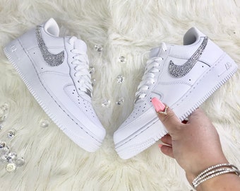 Swarovski Crystal Nike Air Force One Low Top Women&#39;s Bling Diamond Sneakers