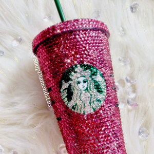 Pink Swarovski Crystal Custom Bling Bedazzle  Starbucks Tumbler Starbucks Ice Cold Cup