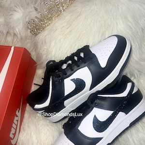 Swarovski Bling Nike Panda Dunk Women&#39;s Custom Sneakers Girl&#39;s Shoes Black Panda