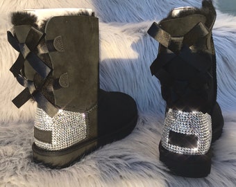 Swarovski Bling Ugg Boots Custom Crystal Women Bailey Bow Uggs