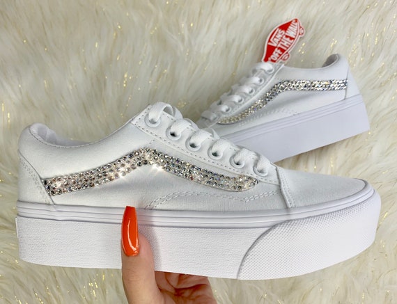 womens white vans platform