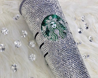 Custom Swarovski Bling Starbucks Tumbler Bedazzled Rhinestone Cold Coffee Cup