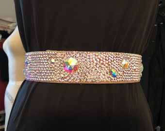 Stunning, heavily stoned rhinestone belt for dance, wedding, or formal events.