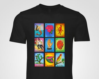 Loteria Cards T-shirt, Mexican Lottery Cards for Adults and Kids, Unisex T-Shirt