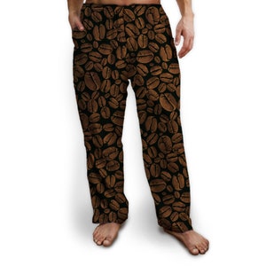 Coffee Lovers Pajama Bottom, Coffee Bean Lounge Pants, Workout Pants with Drawstring