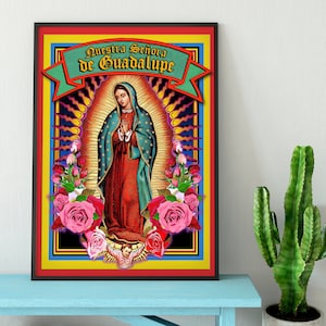 Our Lady of Guadalupe Wanddeko, Ex Voto Jungfrau Maria Milagro Retablo Wandbehang auf Aluminiumplatte