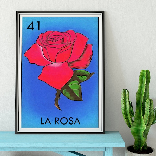 Loteria La Rosa Tin Sign Wall Decor for Hanging, Aluminum Panel Lottery Fiesta Party Favor