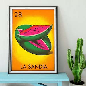 Loteria La Sandia Tin Sign Wall Decor para colgar, sandía panel de aluminio lotería fiesta favor