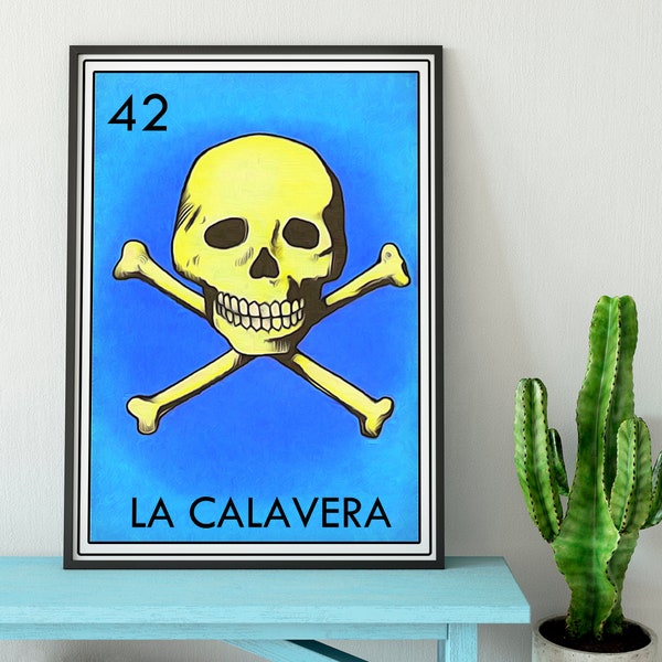 Loteria La Calavera Tin Sign Wall Decor for Hanging, Aluminum Panel Lottery Fiesta Party Favor