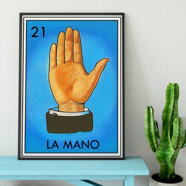 Loteria La Mano Tin Sign Wall Decor for Hanging, Aluminum Panel Lottery Fiesta Party Favor