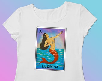 Mermaid Womens Tshirt,  Loteria La Sirena Top for Women and Girls