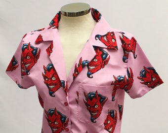 Women's Tropical Shirt with Pink Harajuku Devils