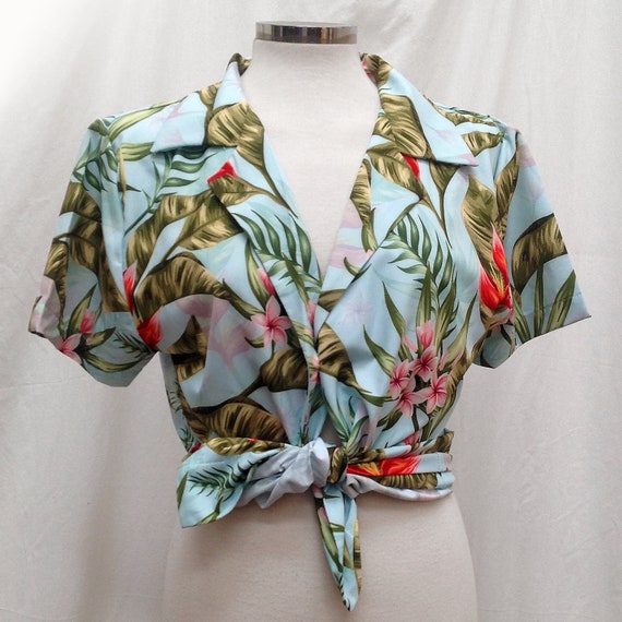 Camisa tropical para mujer con de flores verde claro - Etsy México