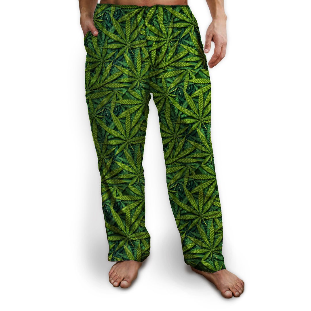 Cannabis Pajama Bottoms Drawstring Lounge Pants With - Etsy