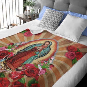 Hiyoko Virgin Mary Mink Blanket Throw – 90x75 Inch, Multi-Color Polyester Bedspread