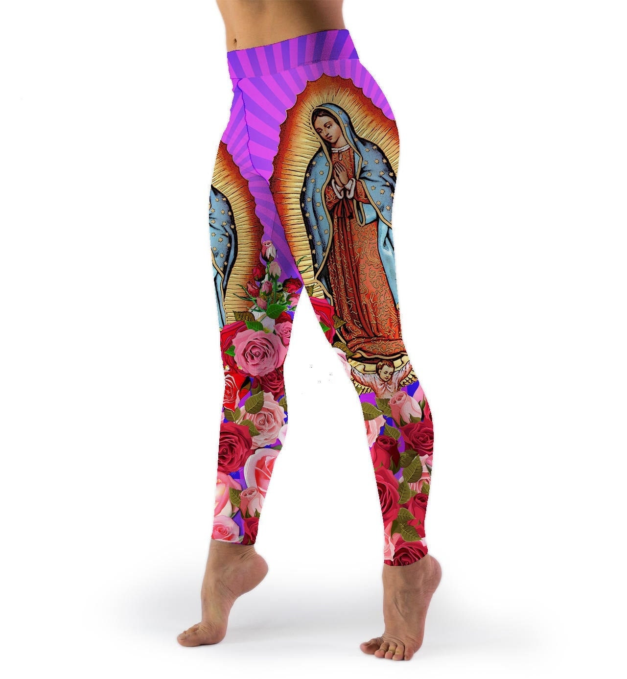 Our Lady of Guadalupe Spandex Leggings Virgin Mary High waist Yoga Pants Stretch Tights Etsy Australia