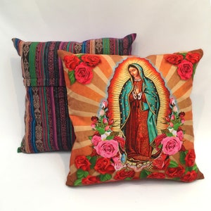 Our Lady of Guadalupe Throw Pillow Cover, Virgin Mary Decorative Pillow Cover