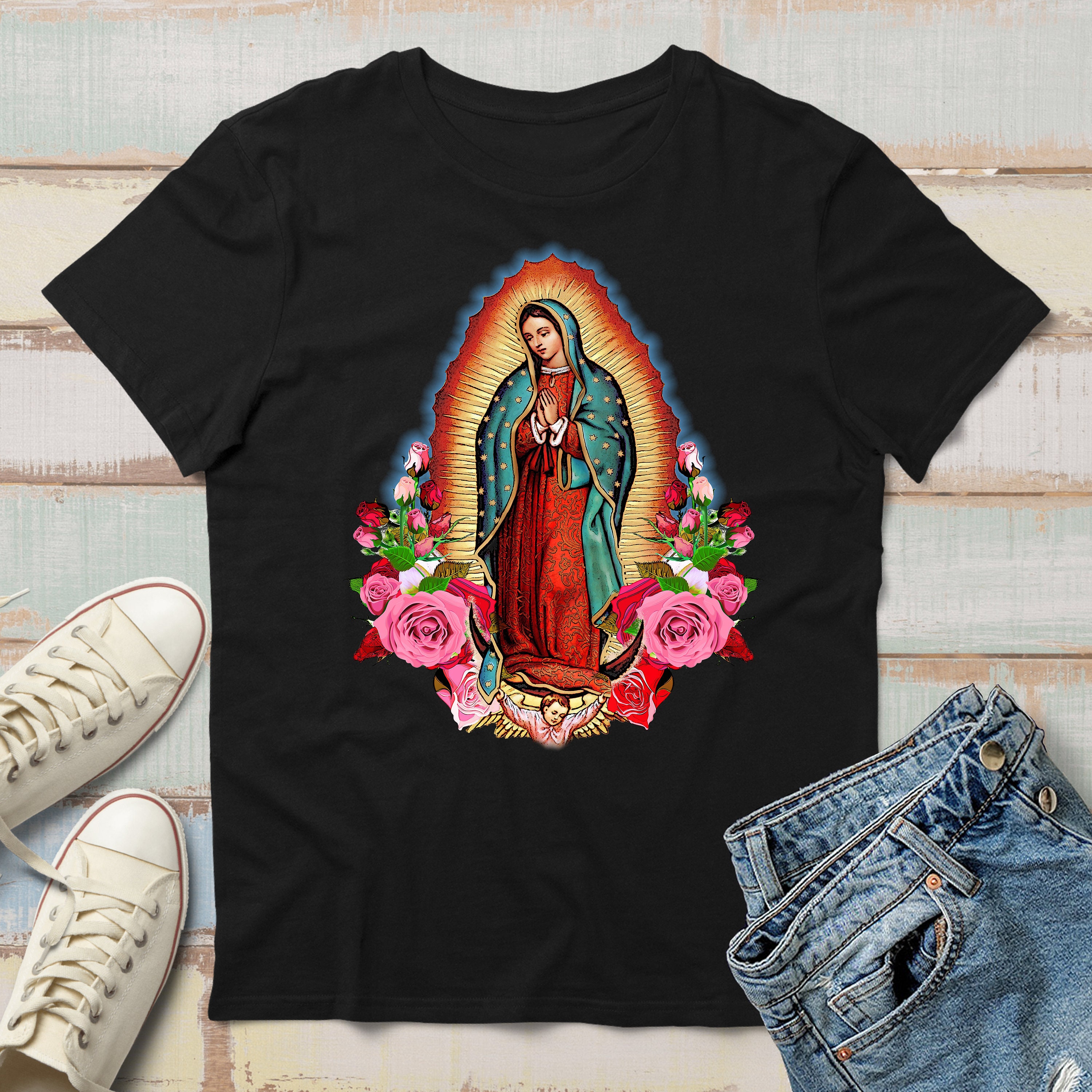 Virgin Mary Shirt Our Lady of Guadalupe Saint Mary Tshirt Etsy