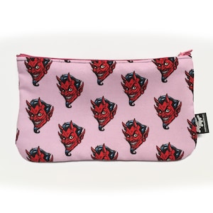 Pink Devil Cosmetic Bag, Stash Bag, Makeup Pouch