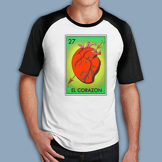 Mexican Loteria Tshirts - El Corazon T Shirt Grunge Version Mexican Loteria Tshirts - El Corazon T Shirt Grunge Version