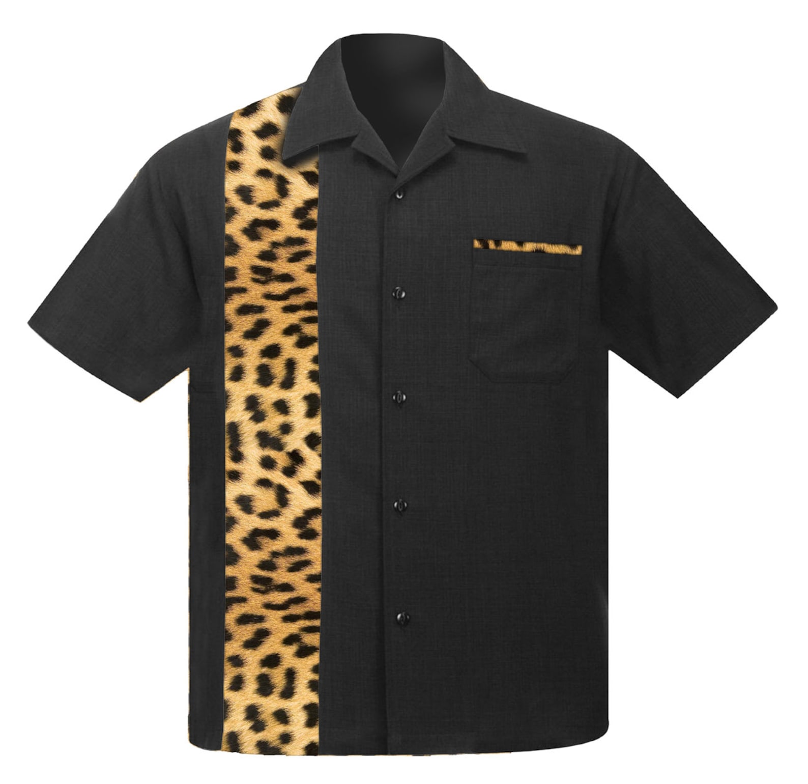 T-shirt Rockabilly SugarShock, Maniche A Palloncino, Leopardo, Fiocchi, Nera