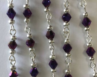 chain 55cm / 4mm metallic purple glass beads