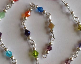 55cm of string/bicones 4mm multicolored glass