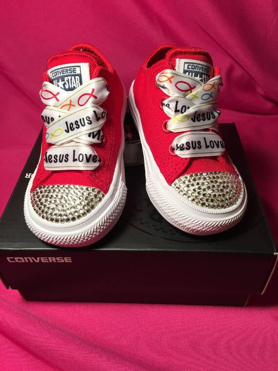 red bedazzled converse