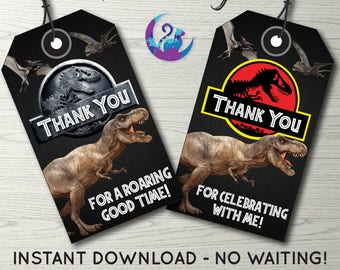 Jurassic Park Favor Tags, Jurassic World Favor Tags, Jurassic Park Party Decoration, Jurassic World Party Decoration, Dinosaur Party Tags