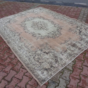 Pink Rug For Dining Room 9.8 x 7.3 Feet  Rug For Family Room  Oversize Vintage Rug  Large Turkish Pink Area Carpet  Boho Guest Room Rug 798