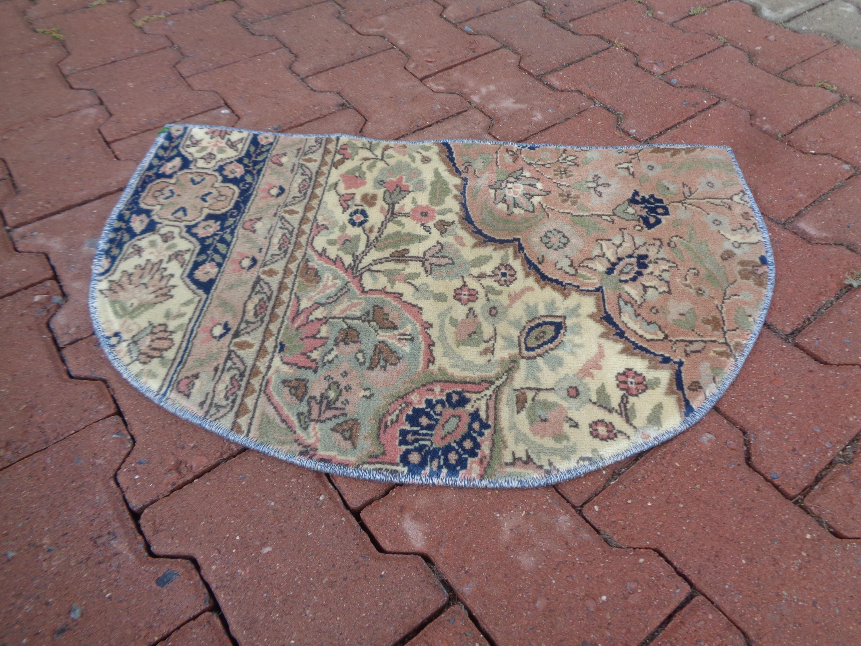 2.4x1.5 Navy Vintage Semi-circle Rug for Bathroom, Half Moon Boho ...