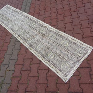 9.4x2.1  Green&Brown Vintage Rug Runner, Rug For Hallway, Boho Runner Rug For Stairways, Durable Carpet Runner For Corridor, Kitchen Rug YX