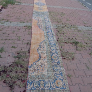 2.2x31.1 Ft Extra Long Burnt Orange Runner, Long Narrow Vintage Carpet, Distressed Stair Runner, Aisle Runner Wedding, Hallway Runner 2947