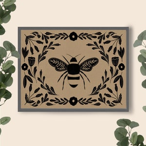 Folk Bee Print Craft Paper Print