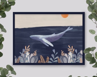 Whale in the sea print