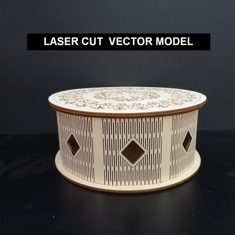 Round box v3 Laser cut vector plan laser cut vector model Etsy