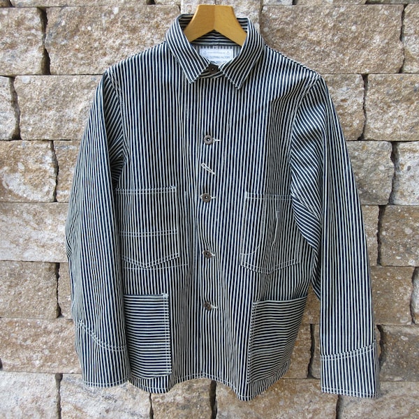 Heavy Engineer Hickory Stripe Denim Vintage Worker Jacket 1918 Lutece Mfg Co