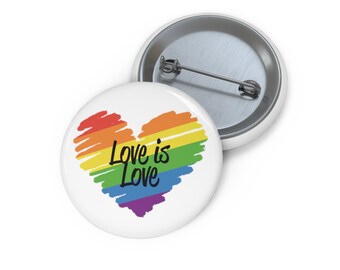 Love Is Love Pin. Rainbow Pin Button. Support LGBTQIA. LGBTQ Badge. Rainbow Heart Pin. Pride Month Pin Badge. Pride Month Gift. Pride Pin