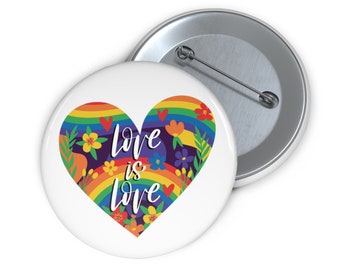 Love Is Love Pin. Rainbow Pin Button. Support LGBTQIA. LGBTQ Badge. Rainbow Heart Pin. Pride Month Pin Badge. Pride Month Gift. Pride Pin