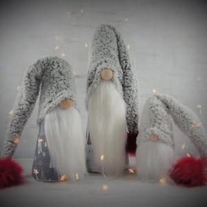 18&quot;, 14&quot;, 8&quot;   Christmas Set Gnome Nordic Scandinavian Gonk Tomte Nisse Tonttu