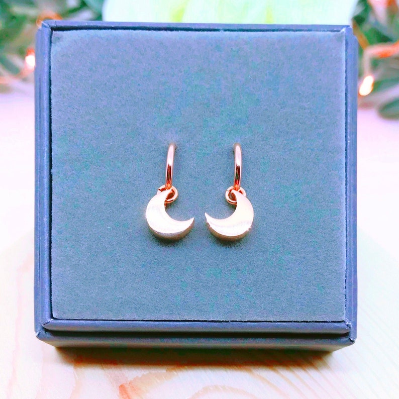 Unique Small Earrings Crescent Moon Hoop Earrings Tiny Moon Earrings Small Moon Earrings Hoop Earrings Rose Gold Statement Earrings