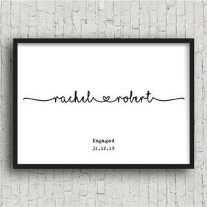 Engagement gift | Personalised engagement print | First names engagement print | Unique engagement gift | gift for engagement