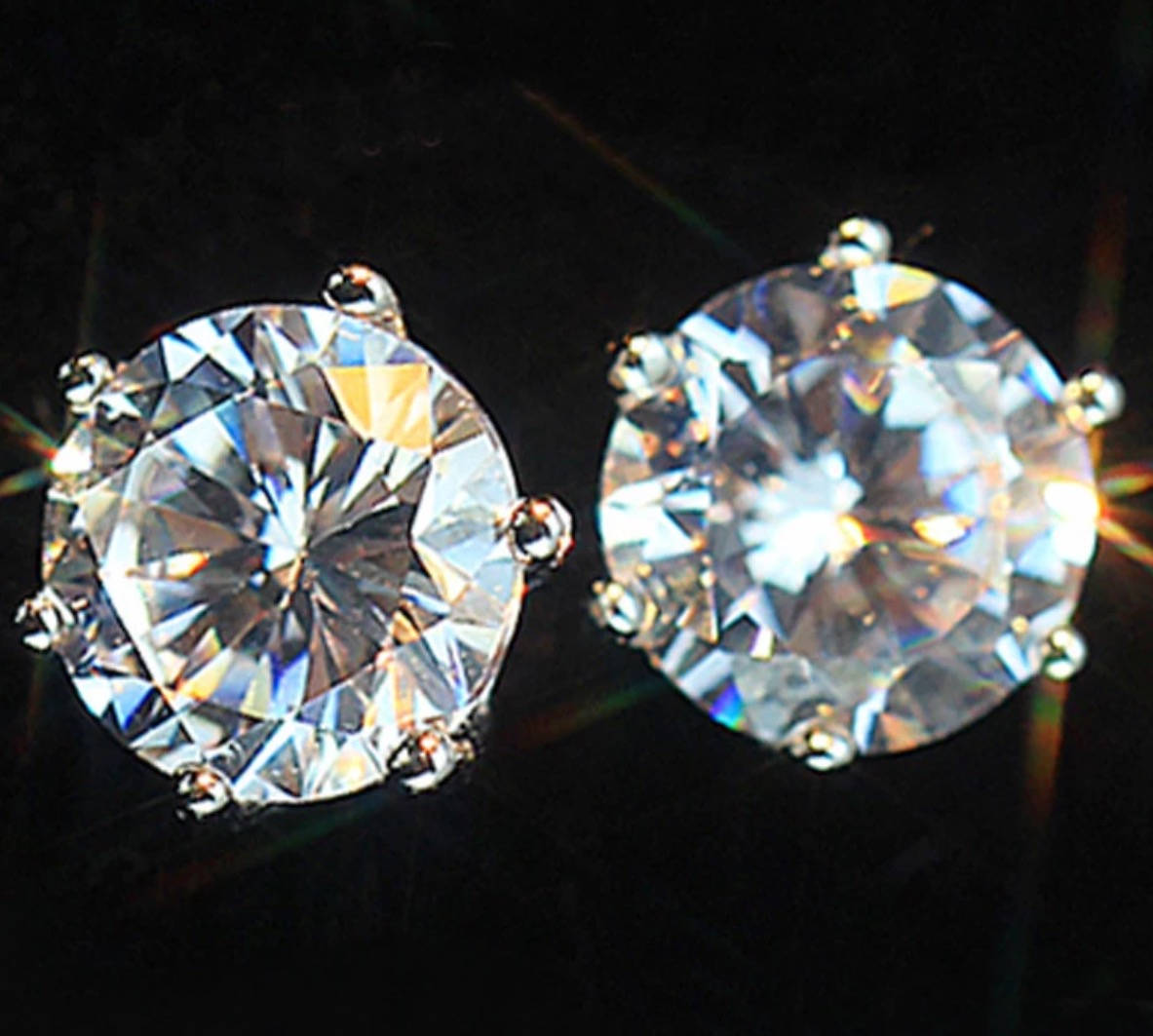 Silver Cubic Zirconia earrings / Silver Crystal Stud Earrings | Etsy