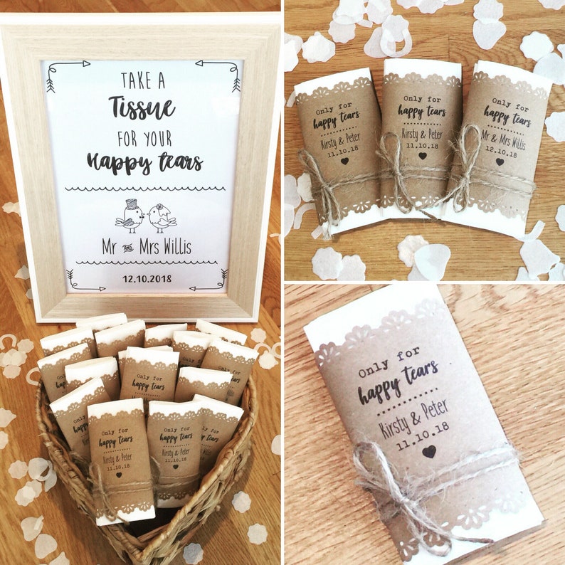 Happy Tears Wedding Tissues Personalised Wedding Favours Personalised Wedding Tissues image 2