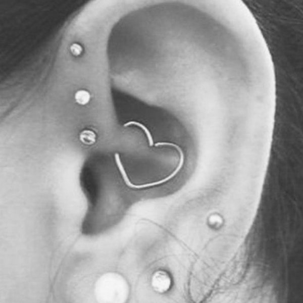 Heart daith piercing | Mini heart hoop earrings | Titanium heart sleepers | Heart cartilage piercing