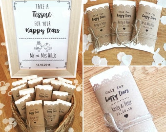 Bundle of 50 happy tears wedding tissues. Only for happy tears tissues. Happy tears wedding favours! Wedding tissues!